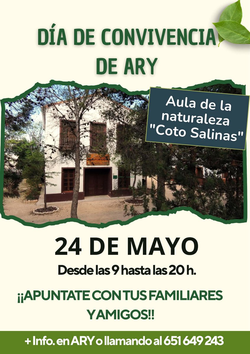AryYecla's tweet photo. ¡Nos vamos de convivencia! El domingo 24 de mayo celebraremos la convivencia de ARY en el Aula de la Naturaleza "Coto Salinas" de la Sierra Salinas. ¿Te apuntas? https://t.co/tWk39K9ZKf