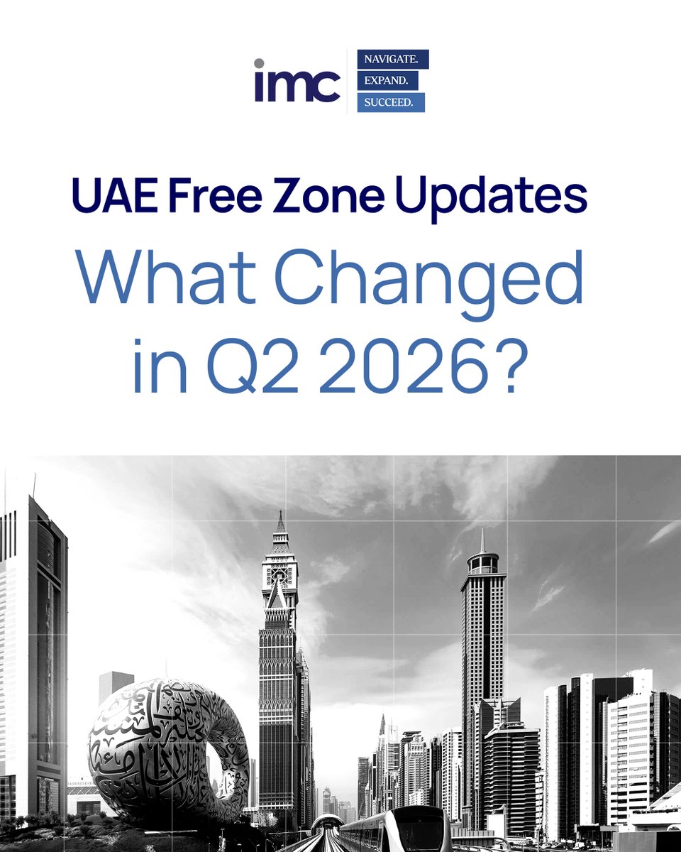 IMC_NES's tweet image. Q2 2026 updates across UAE free zones may affect licence conditions, activities, and renewals. Review your setup with IMC.

Learn more: zurl.co/M4kCZ

#UAEBusiness #FreeZone #LicenceRenewal #DMCC #DIFC #JAFZA #BusinessSetup #IMC