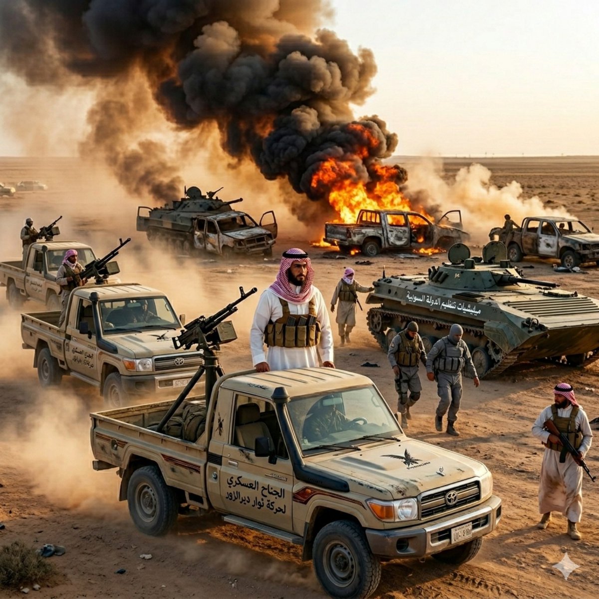 Tal_Alkhalaf's tweet photo. عاجل اشتباكات عنيف في بادية ريف #ديرالزور الشرقية بين الجناح العسكري لحركة ثوار ديرالزور وعصابات الادالبة ، تم تحييد ٣ مرتزقة
#حركة_ثوار_ديرالزور 
 
https://t.co/PoWFjKCWwv https://t.co/O9Ge4PoUPV