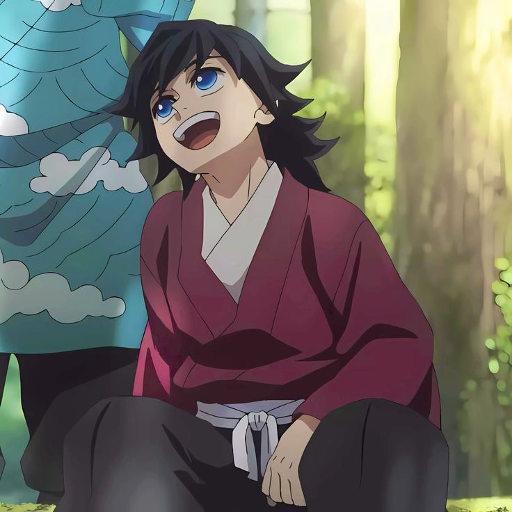snemination's tweet photo. giyuu wearing his blue haori before his sister died and giyuu wearing tsutako's after her death. it's a little fact but you can clearly see how much he loves her. how he wanted her back and miss her. she is always with him whenever he wears it https://t.co/GgT7zDuOzm