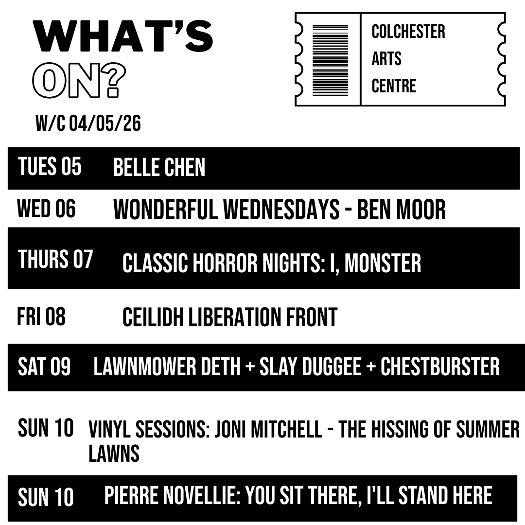 ColchesterArts's tweet image. What's on this week 👀

🎟 ow.ly/g2N850Y1hw7
#colchester #gigs #livemusic #comedy #whatson #events