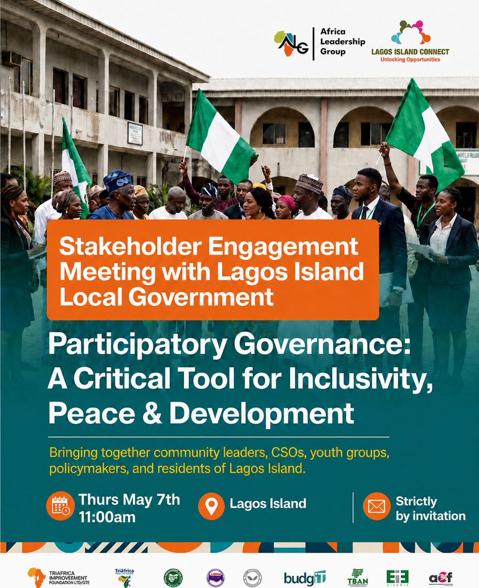 Something profound is happening on Lagos Island this Thursday. Do you live, work, or do business in Lagos Island? Then, this is for you😌

A roundtable is coming up, and the conversation will be about the things that affect our daily lives!
#Participate2Govern #MondayMotivation