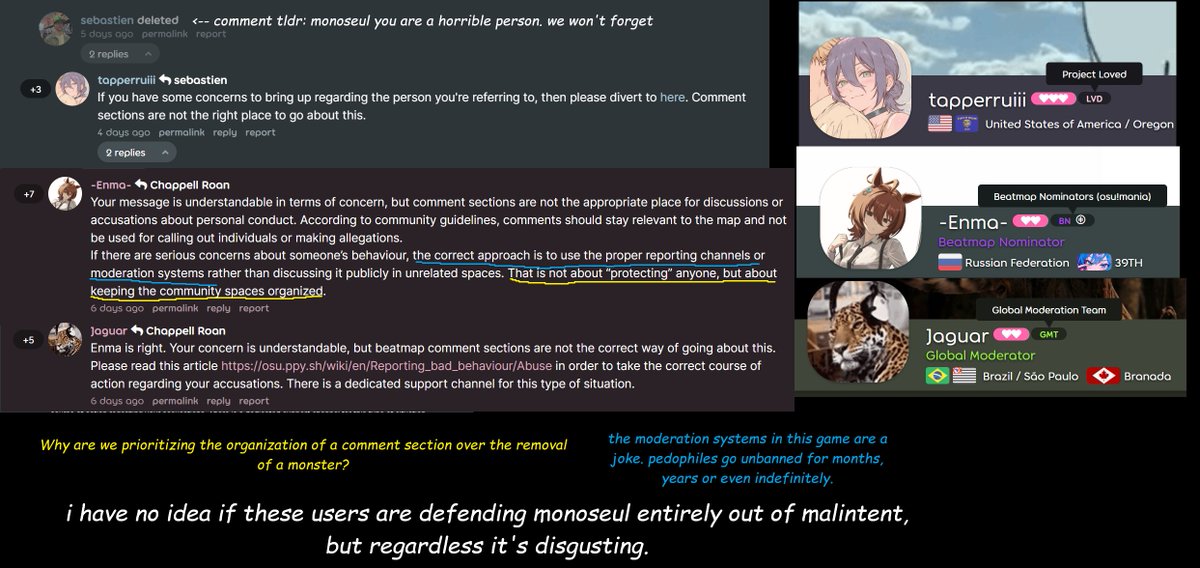 xtwonn's tweet photo. I can't put into words how disappointed I am in the osu!mania community. We are not only allowing this horrible person to remain in the community, but we are also pushing them into the spotlight by ranking their maps. People with power in the community are also defending them. https://t.co/X60FvA1HvW