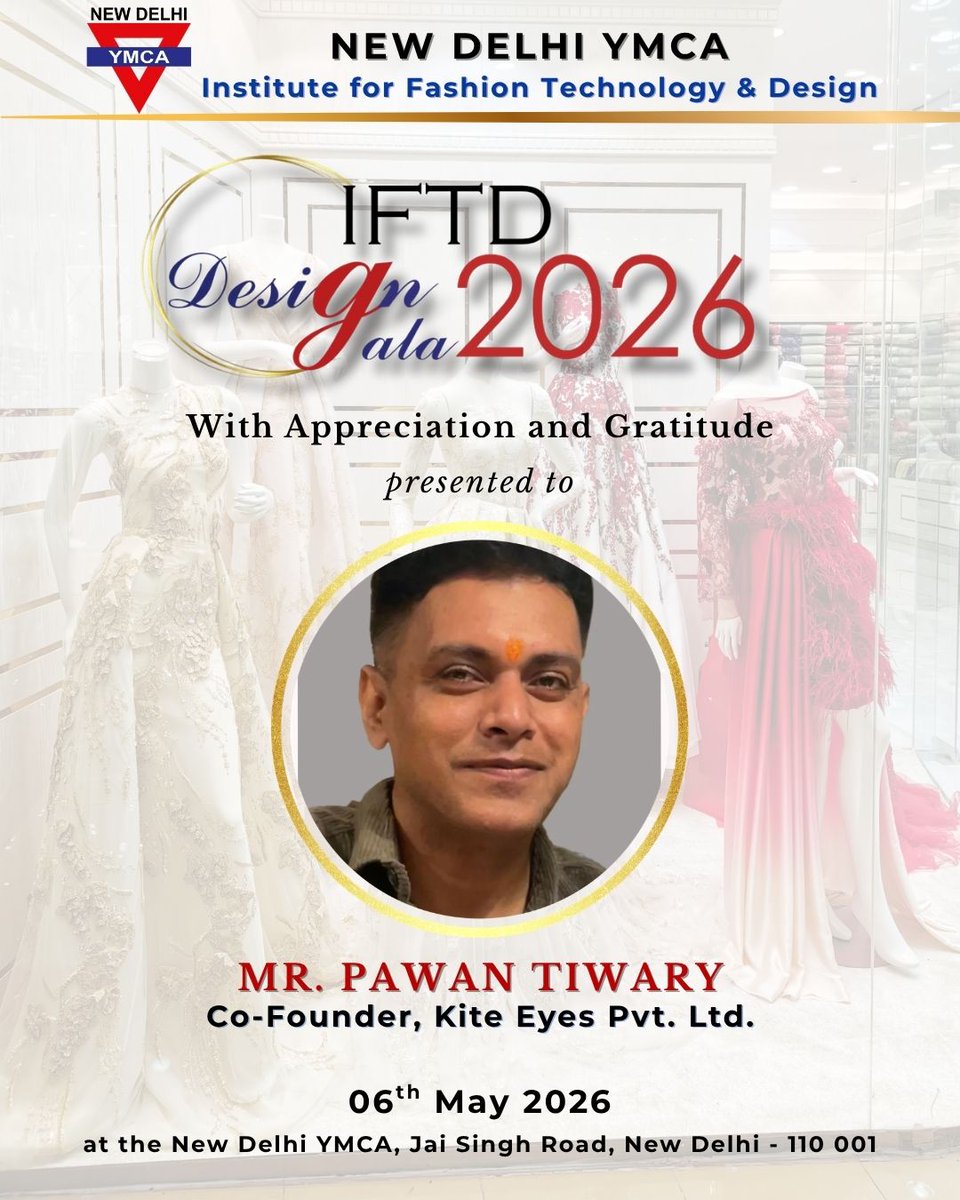 NewYmcaYMCA's tweet image. IFTD Fashion Gala 2026!

The New Delhi YMCA–IFTD proudly presents Design Gala 2026, a celebration of innovation, creativity, and emerging design talent.

📅 Date: 6th May 2026
🕒 Time: 2:30 PM onwards
📍 Venue: Heinz Auditorium, New Delhi YMCA, Jai Singh Road

#ymca #fashiongala