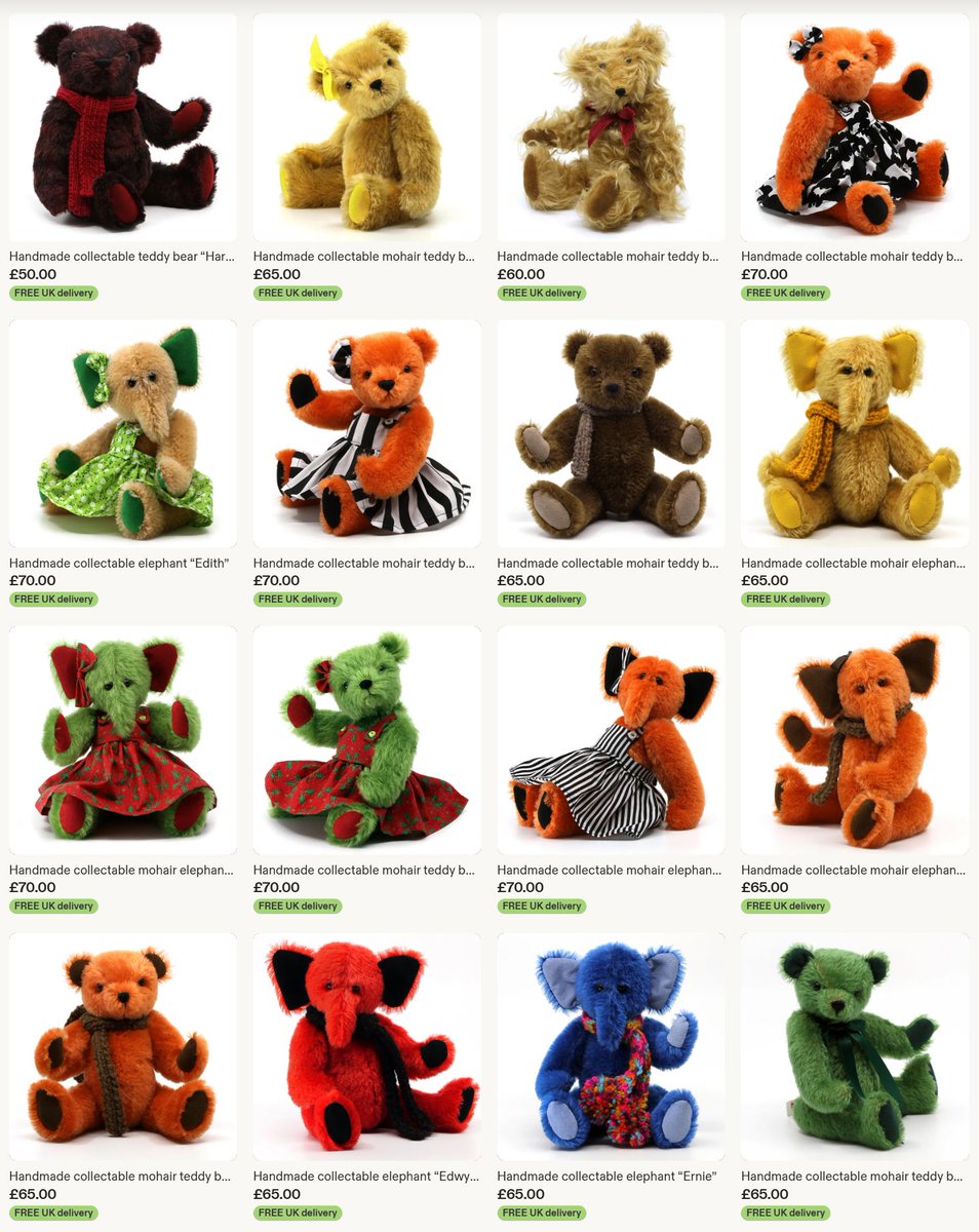 AroweBears's tweet image. Here's some colour on a grey day! Why not peruse this little lot - you may find a nice 🧸 or 🐘 keepsake for someone special in your life ☺️ AroweBears.etsy.com
#teddybears #bears #crafts #shopsmalluk #madeinherts #gift #ooak #handmade #schulte #mohair #traditional #etsy