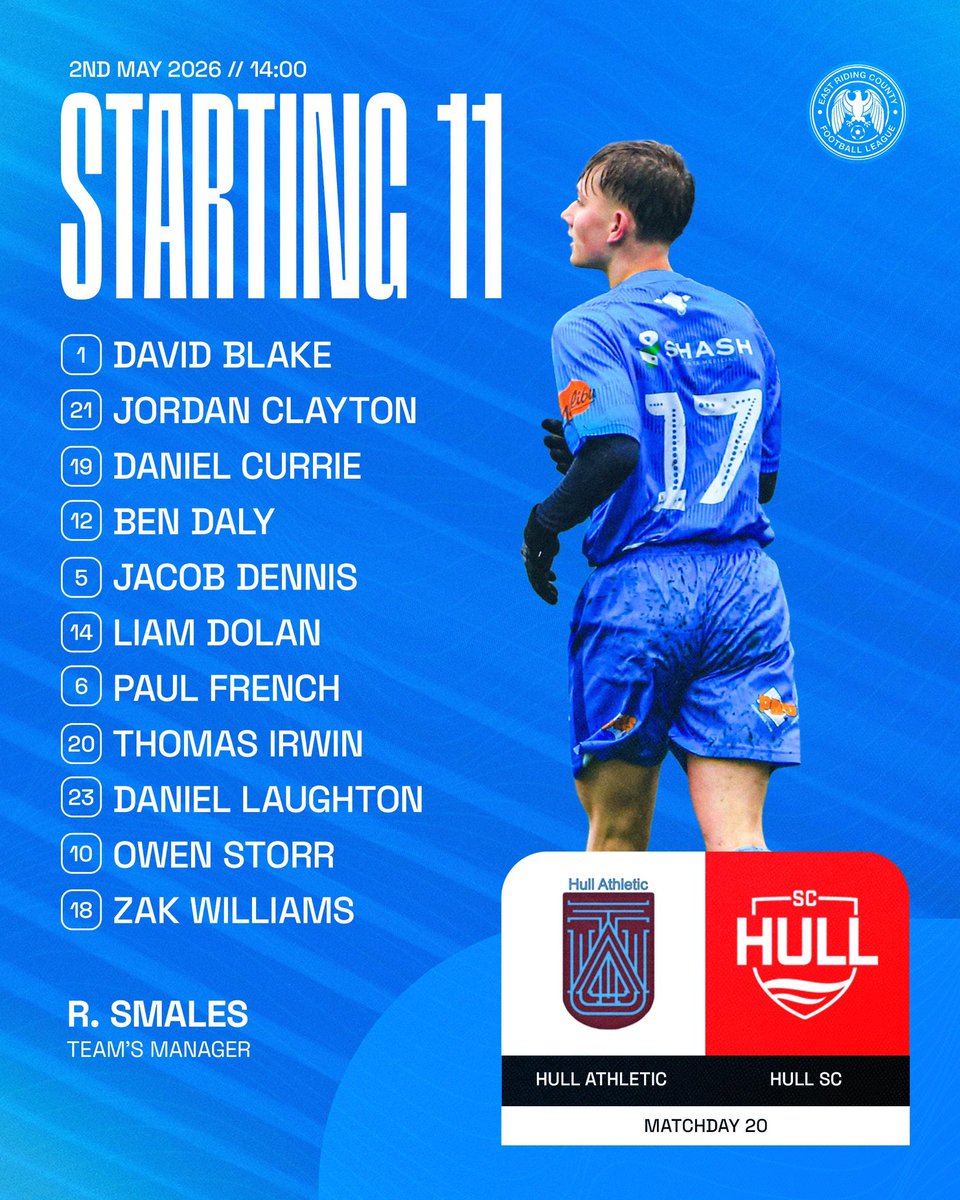 hullsc_'s tweet image. Starting XI ⚓

Hull SC 🆚 Hull Athletic
📅 2nd May | ⏰ 14:00

Locked in. Focused. Ready for the away test. 🔵🔥
Let’s go.

#HullSC #StartingXI #Matchday #AwayGame #EastRidingLeague #FromTheDockToTheDream