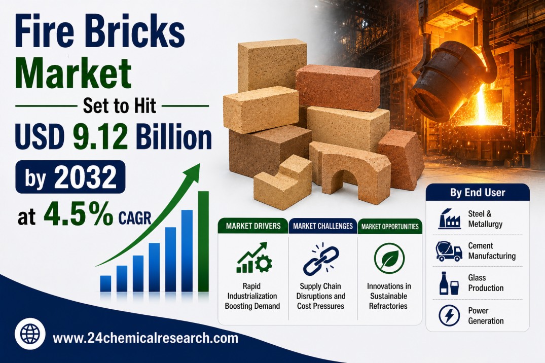 AyushBehra246's tweet image. Global Fire Bricks Market to grow from USD 6.15B (2024) to USD 9.12B by 2032 at 4.5% CAGR. Growth driven by steel demand, energy efficiency trends, and advanced refractory innovations.

Get FREE sample: 24chemicalresearch.com/download-sampl…

 #MarketResearch, #FireBricks, #Refractories