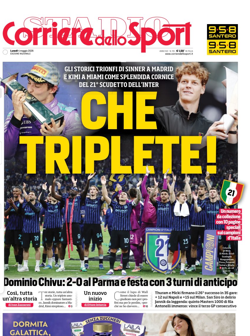 Frank201410's tweet photo. Rassegna stampa un po' così 🏆
#LorenzoErcoli #MarcoDiNardo @Alenize82
@CorSport 4/05/2026
#Jannik #Sinner #Zverev #MMOpen #masters2026 https://t.co/oqQyjFEIhR
