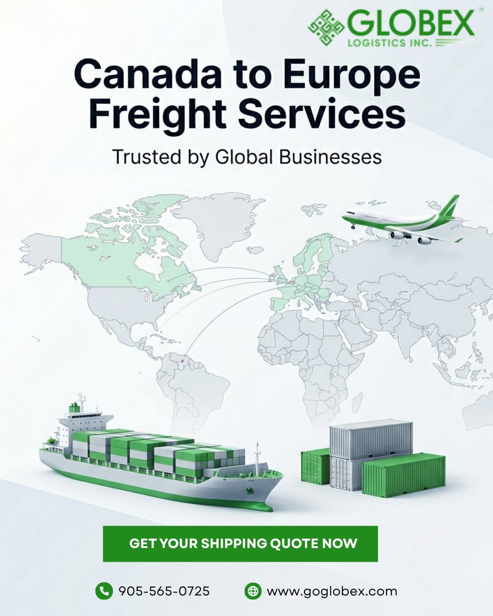 goglobexinc's tweet image. Reliable and efficient #Canada to Europe Freight Services designed for global businesses. From secure handling to timely delivery, we ensure your #cargo moves smoothly across borders with complete transparency and care. 

#FreightServices #LogisticsSolutions #CanadaToEurope