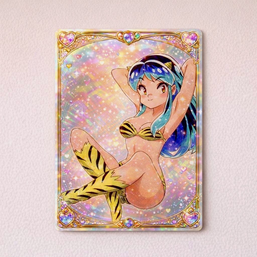 Aラム15●ととろページ●◯ 自分が描いたラムちゃんの絵をAIでコレクションカード風にしてみました😃
