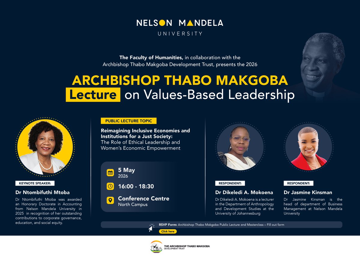 ArchTrust's tweet photo. The ATMDT Trustees invite you to the Nelson Mandela University's 5th annual lecture in partnership with the ATMDT scheduled for tomorrow. https://t.co/uSbG9Oacqc