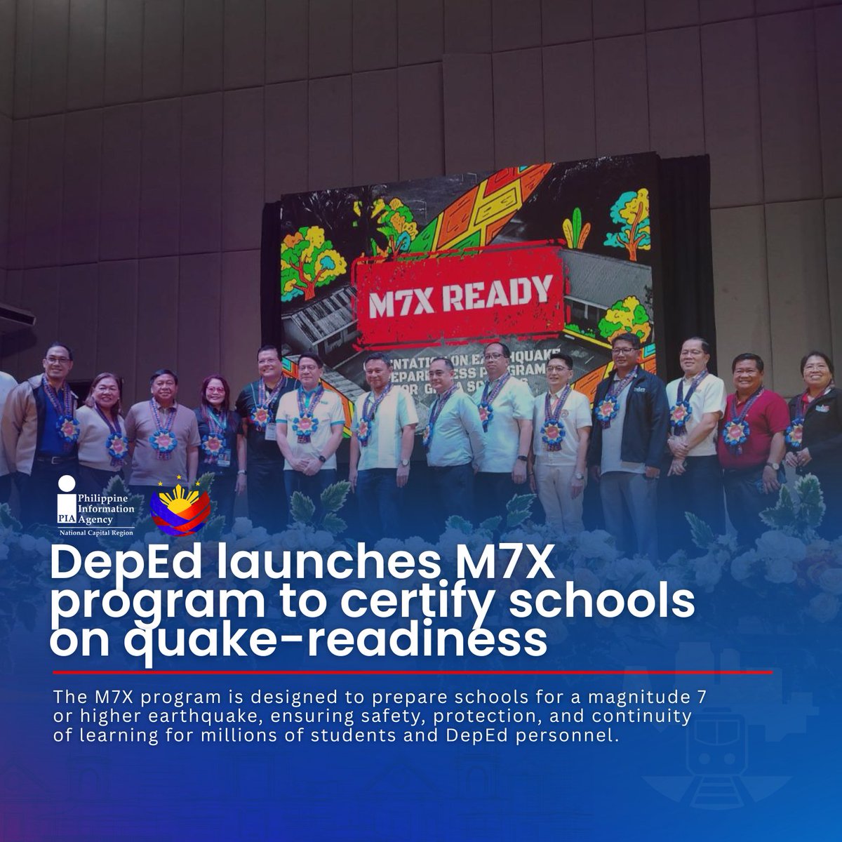 PIA_NCR's tweet image. @DepEd_PH has launched the M7X Ready School Program, a flagship project of the DepEd Disaster Risk Reduction and Management Service (DRRMS) certifying all public schools in Greater Metro Manila as earthquake-ready by School Year 2026

#earthquakepreparedness #DisasterPreparedness