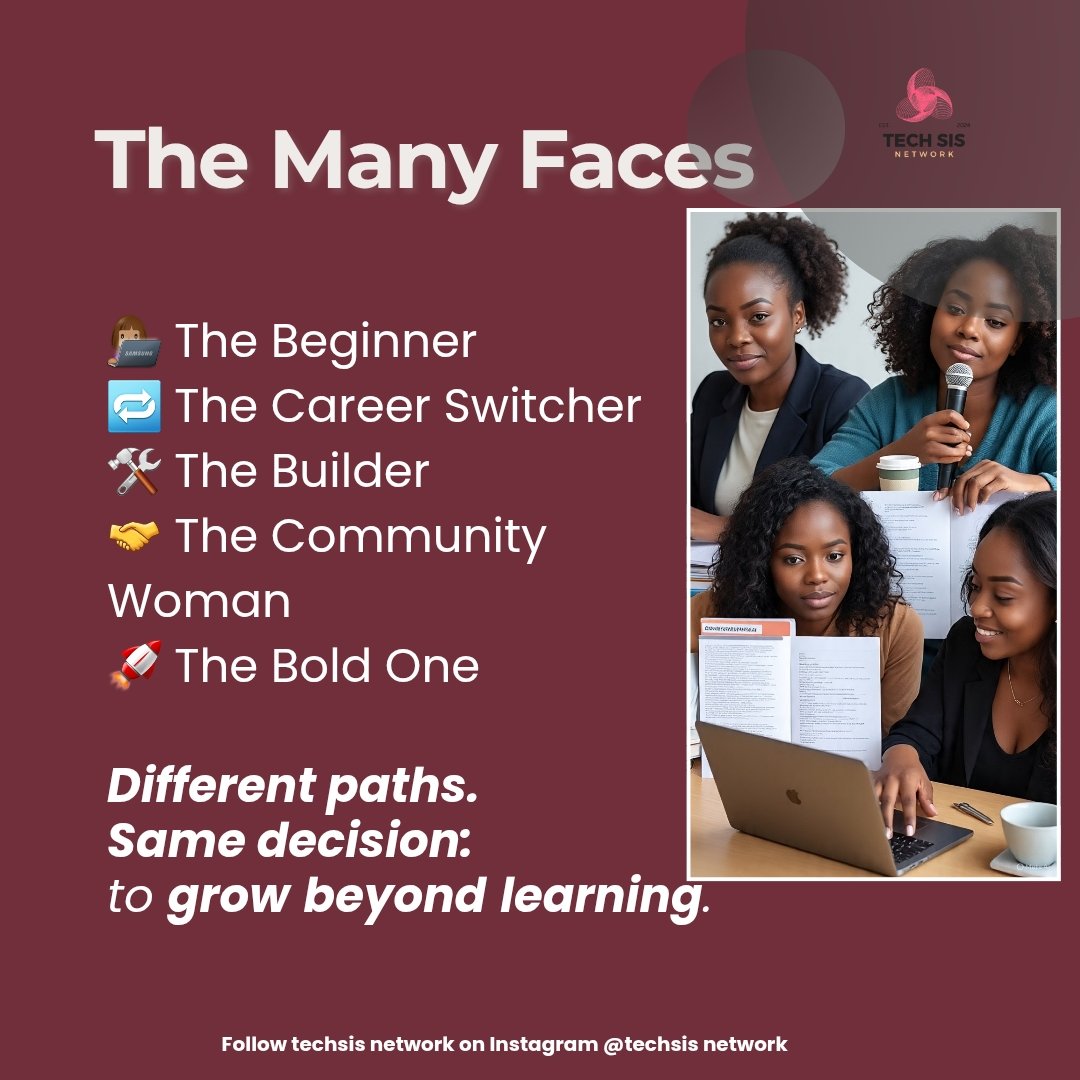 TechsisNetwork's tweet image. What does a TechSis member look like?
Not one thing—every woman who chose growth beyond training.
Your tribe exists. You just haven’t met them yet.
🔔 Follow for real stories
📩 Share with a woman ready for more
#TechSisNetwork #WomenInTech #AfricanTech #WomenWhoCode