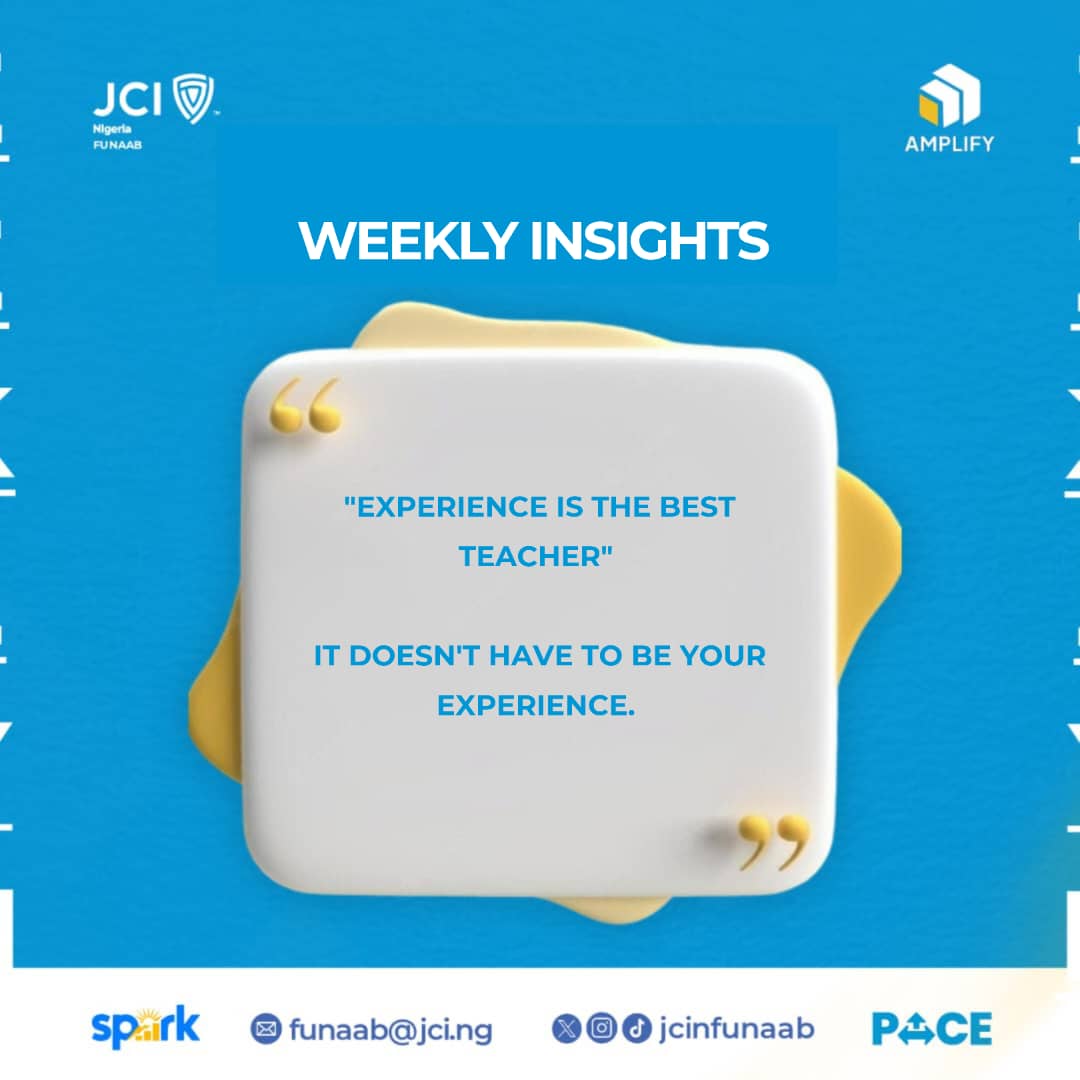jcinfunaab's tweet photo. Why walk the hard path alone when you can learn from the footsteps of others?
Save yourself the heartbreak, the errors, and the time by observing, listening, and learning from those who have gone before you.
Wisdom is borrowed as much as it is earned.
#WeeklyInsight
#PACE https://t.co/yG9BIYNIod