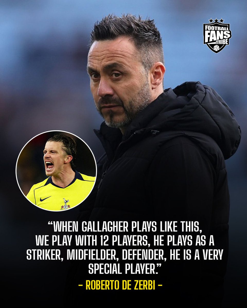 FansTribeHQ's tweet image. 🗣️Roberto De Zerbi is a HUGE fan and with some high praises for MOTM Conor Gallagher. 🤍👏🏽

#ConorGallagher #DeZerbi #tothemoon #footballtwitter
