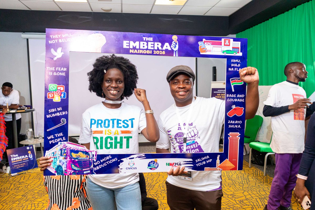 CIVICUSalliance's tweet photo. The Protest Lab EMBERA event sparked a renewed fire for social movements in Nairobi. ✊🔥 

Gen Z–led movements are reshaping protest, shifting power to communities and placing digital organising at the core. 

Grounded in justice ⚖️
Creative 🎨
Collective 🤝
Powerful 💥 https://t.co/DcCbXV3gth