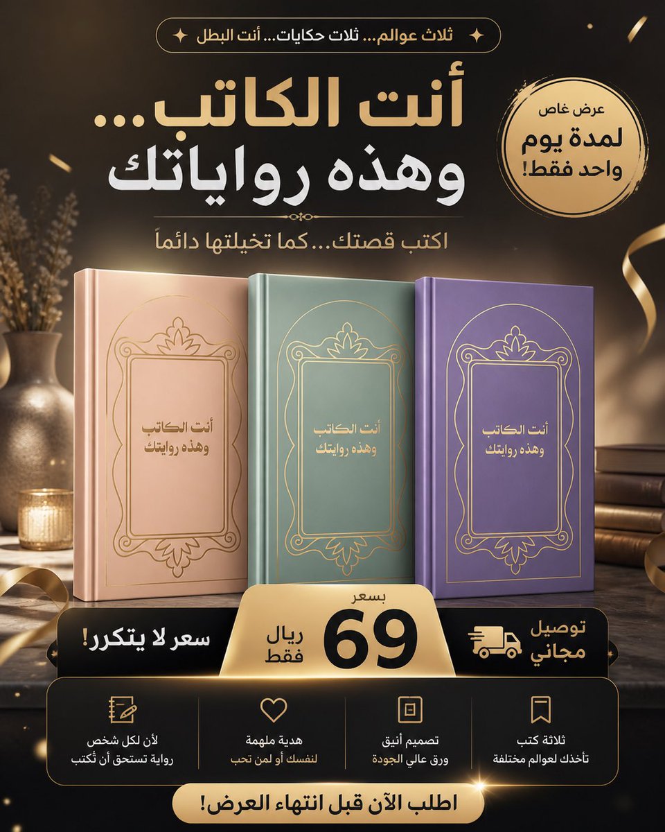 themist0o's tweet photo. كم مرّة جاتك فكرة…
وكتبت سطرين… وبعدين سكت؟

مو لأنك ما تقدر…
بس لأنك ما عرفت من وين تبدأ.

هنا البداية.

هذه المفكرة مو مجرد صفحات،
هي اليد اللي تمسكك من أول فكرة…
لين توصل لنهاية روايتك وأنت فخور بنفسك.

📚 مفكرة… ممكن تغيّر علاقتك بالكتابة للأبد

لا تخلي قصتك تموت داخلك…
في أحد ينتظر يقرأها، حتى لو ما تعرفه.

اطلب الآن