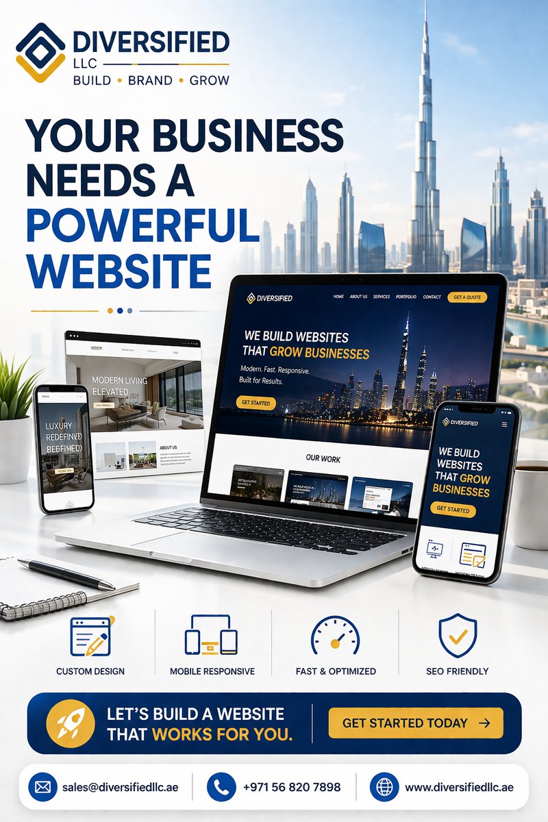 diversifieduae's tweet image. Your business needs a powerful website that converts, not just looks good. Build smart, grow faster.
 diversifiedllc.ae | +971 56 820 7898
#WebDesign #UAEBusiness #DigitalGrowth