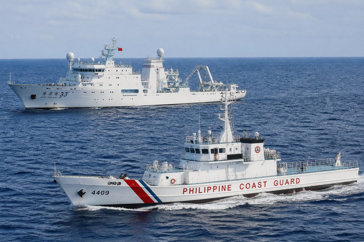 _ezekielsantos_'s tweet image. China’s “research” vessels do not get a free pass in Philippine waters. 🚢

Marine science requires permission. No consent means no legitimacy. 

Good move by the PCG to respond firmly and defend our maritime rights. 🇵🇭
#WestPhilippineSea #Philippines #China