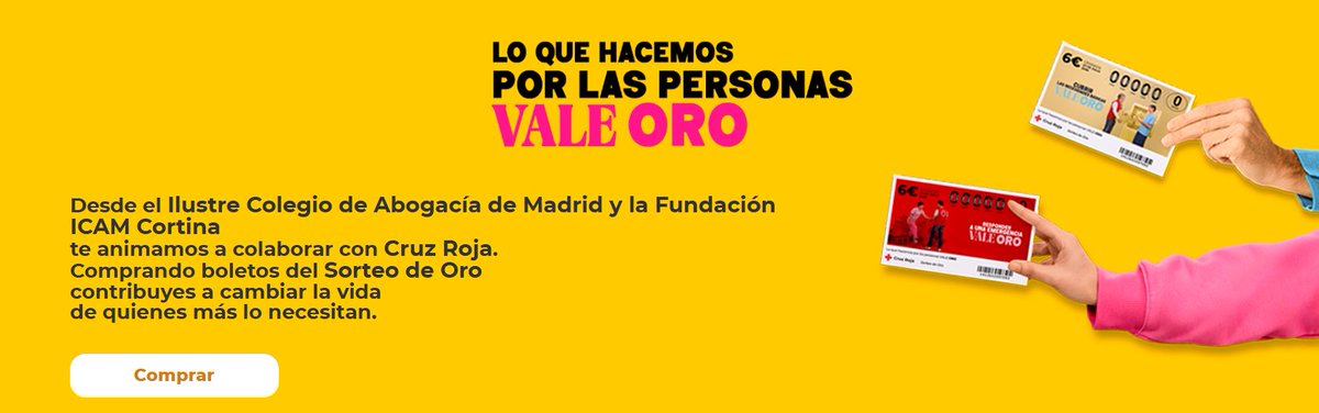 icam_es's tweet photo. 🫱 El ICAM se suma un año más al Sorteo de Oro de
@CruzRojaEsp para seguir transformando vidas.  

Todas las personas colegiadas pueden colaborar adquiriendo sus boletos de forma  online.  

Con solo 6€ por boleto, estarás contribuyendo directamente a proyectos sociales en ámbitos clave como la salud, la inclusión, el empleo y la educación, además de optar a uno de los 23.400 premios que hay.

Compra tus boletos: https://t.co/F1c5ZTxnHc