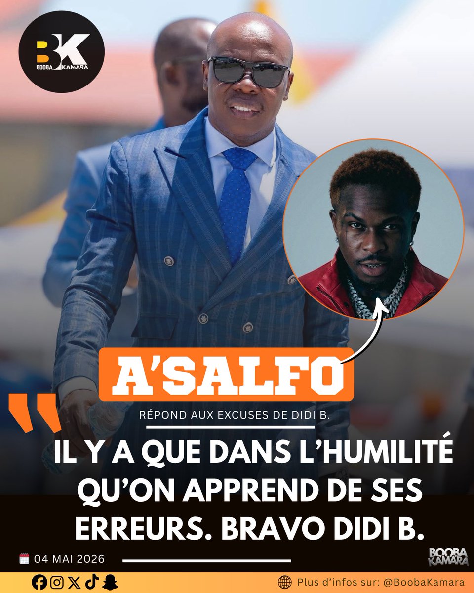 boobakamara1's tweet photo. La réponse du Commissaire Général du FEMUA,  A'SALFO suite aux excuses de Didi B🚀

🗣️" Il y a que dans l’humilité qu’on apprend de ses erreurs. Bravo Didi B "

#BoobaKamara https://t.co/p1NydsIqcE