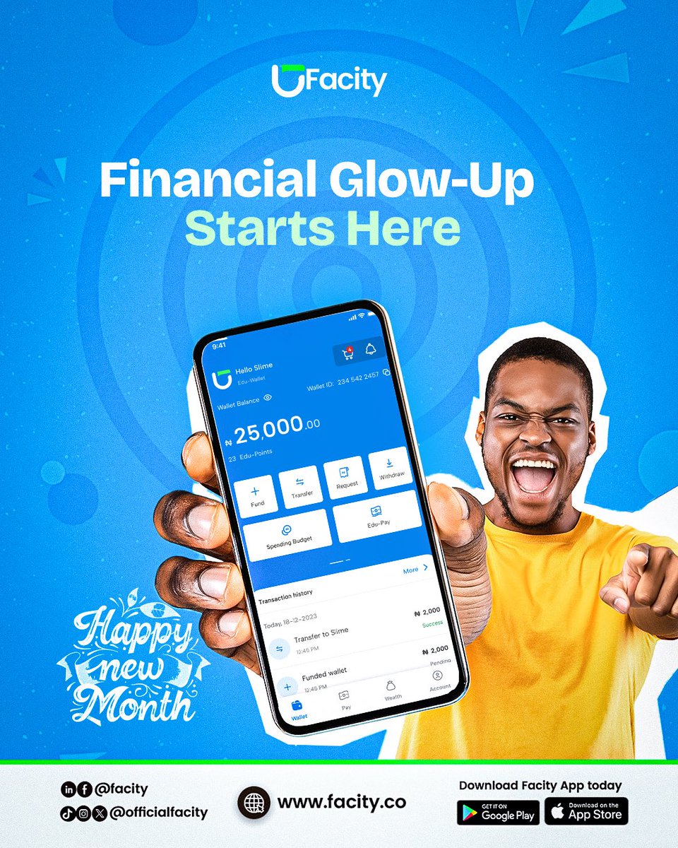 officialfacity's tweet photo. A real financial glow up is not about Instant results or lucky chances. It is about systems that work, daily habits and intentional decisions that build real wealth.

Financial glow up starts here @officialfacity
 Start today. Happy new month from @officialfacity. https://t.co/VopW4LTKOg
