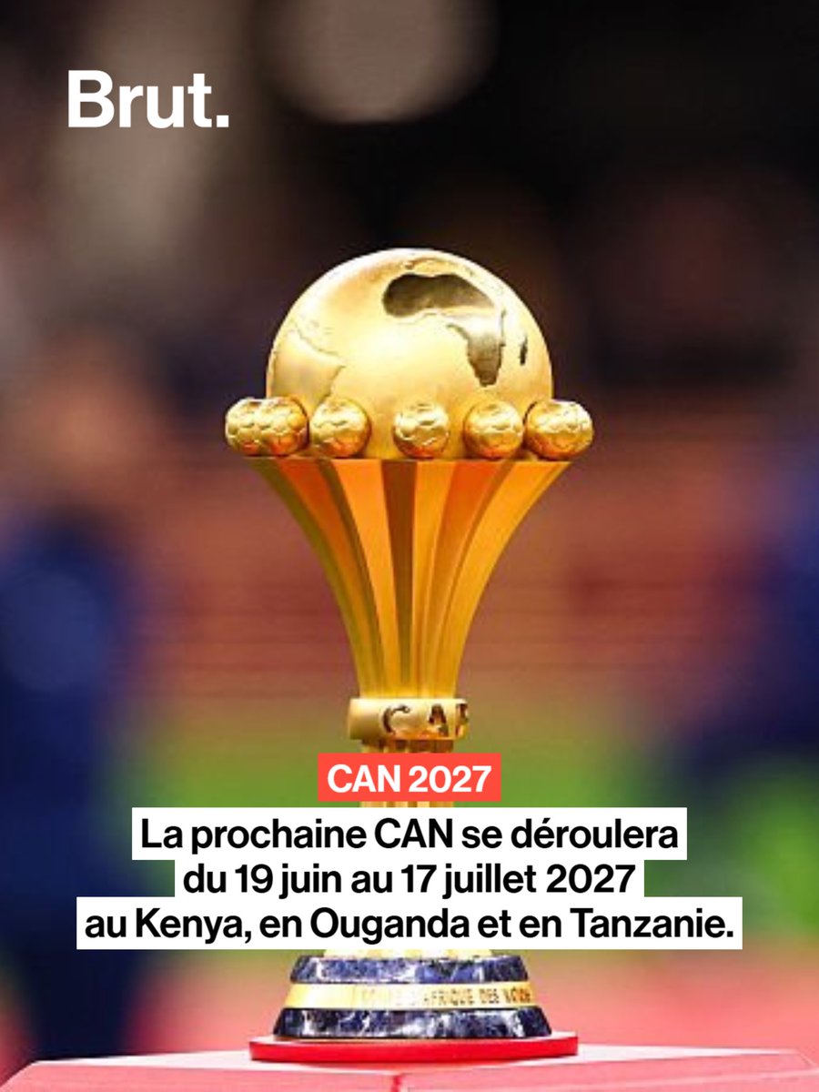 BrutAfrique's tweet image. La prochaine Coupe d’Afrique des nations sera organisée conjointement par le #Kenya, la #Tanzanie et l’#Ouganda. La compétition se jouera du 19 juin au 17 juillet 2027,  a annoncé la Confédération africaine de football.

#CAN2027