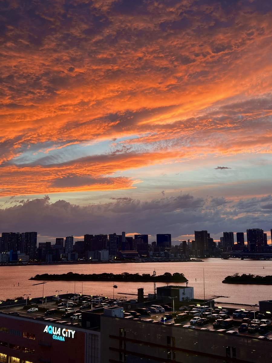 真っ赤な夕焼けが見えています🌆