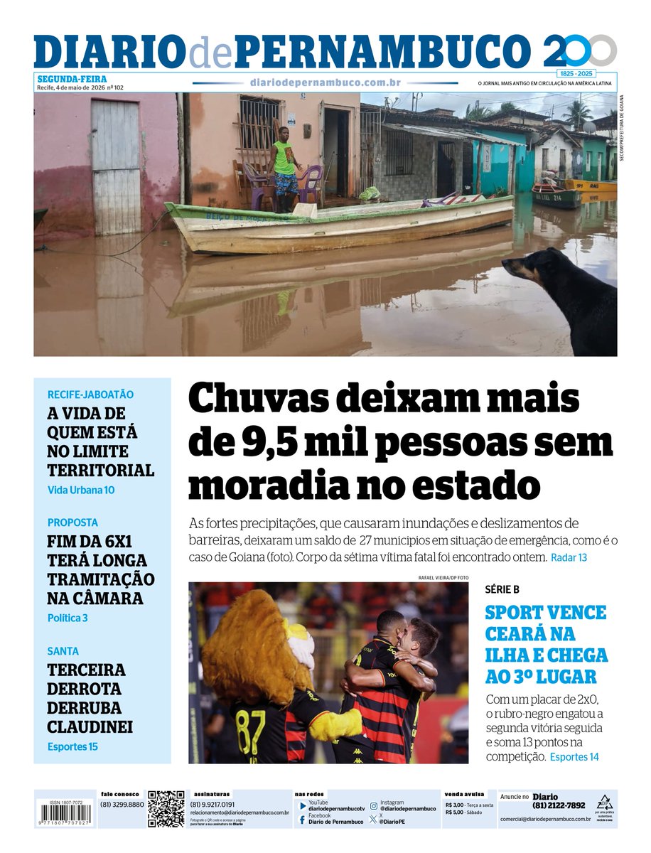 DiarioPE's tweet image. Veja a Primeira Página do Diario de Pernambuco desta segunda-feira, 4 de maio de 2026.

Assine a versão digital do Diario em assineodiario.com.br

#Pernambuco #PE #DP #DiariodePernambuco