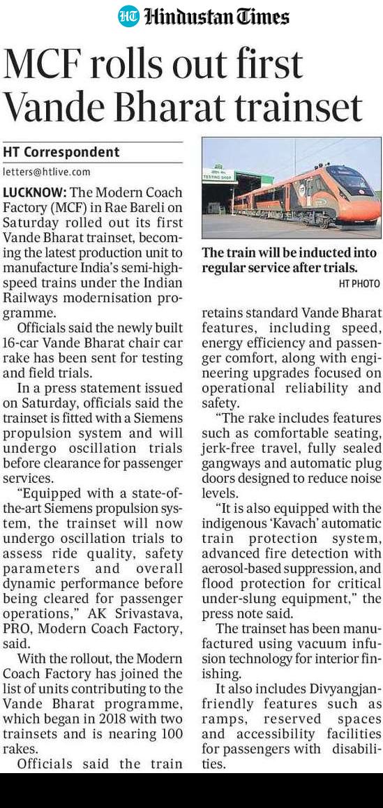 Modern Coach Factory, Raebareli tweet media