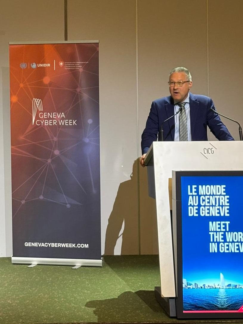 swiss_un's tweet image. In opening #GCW2026, @SwissAmbUN_Bern noted that If the 1⃣st edition proved the concept, the 2⃣nd proves the appetite.

Cyber is no longer a niche issue. it is central to #humanrights, humanitarian law &amp;amp; global stability; #Geneva shapes how the world governs cyberspace.