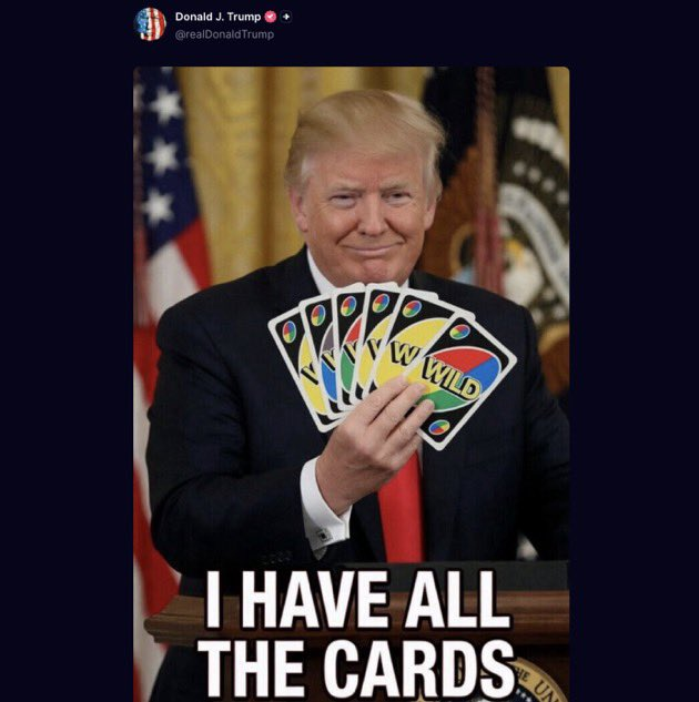 purewords0's tweet image. Trump: I HAVE ALL THE CARDS  
Iranian Embassy: Yes, we have less cards
#usa #IranWar‌ #russia #middleeastwars