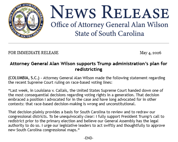 South Carolina Attorney General's Office tweet media