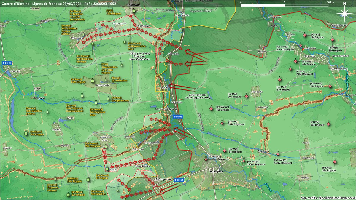 Pouletvolant3's tweet image. Guerre d'Ukraine | 03/05/26

Secteurs :
🌐 Kostiantynivka🔹U260503-1655
🌐 Novopavlivka🔹U260503-1647
🌐 Ternuvate-Huliaipole🔹U260503-1652

#UkraineRussianWar #GuerreEnUkraine
