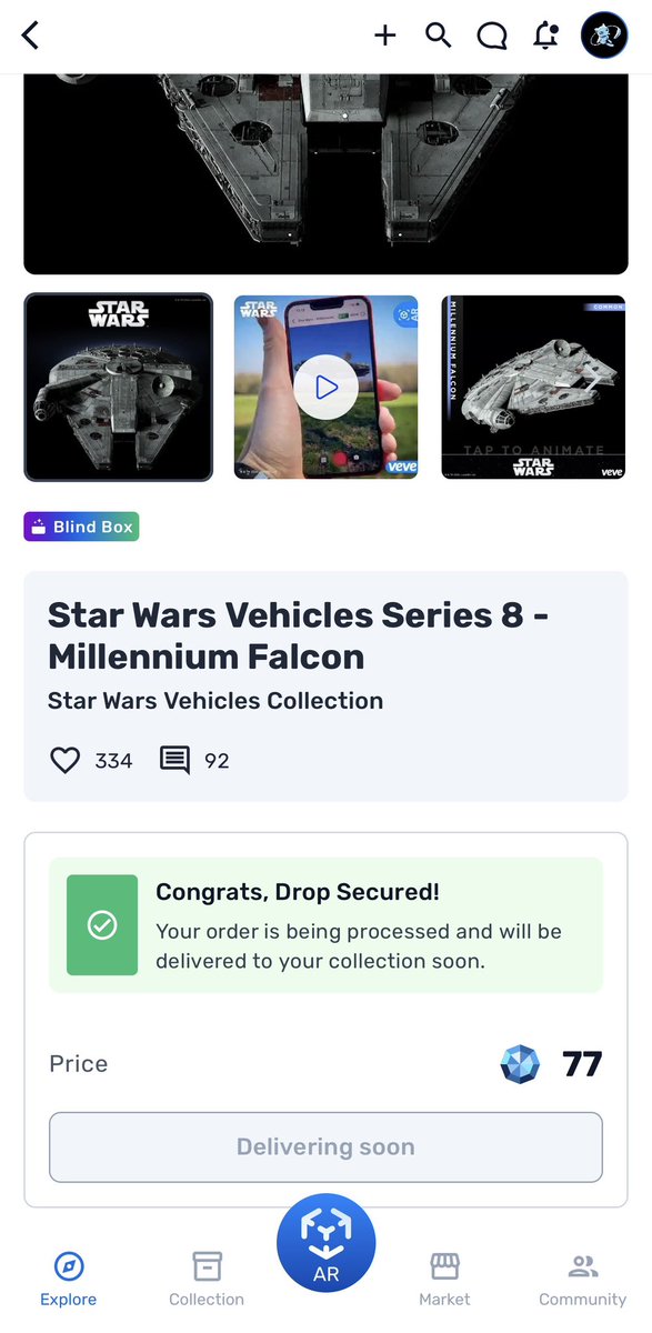Star Wars drop on <a href="/veve_official/">VeVe | Digital Collectibles</a> 
Veve still going all these years later.
Some of these collectibles going to be worth a fortune in the future