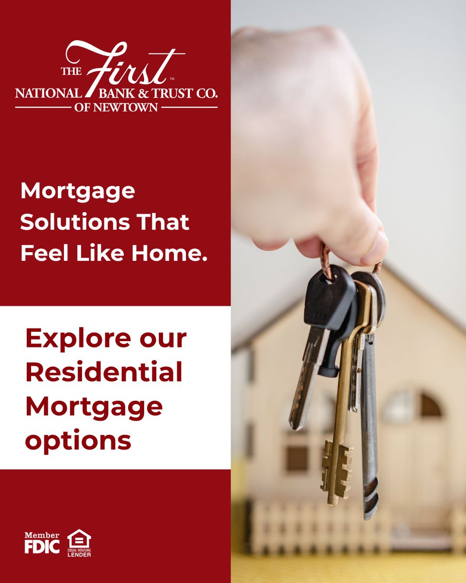 FNBNewtown's tweet image. Your home journey starts with the right mortgage partner. At The First, we offer residential mortgage solutions designed to fit your needs.

Explore your options: shorturl.at/G6eEA

#SpringHomeBuying #ResidentialMortgages #HomeSweetHome #TheFirst #BucksCounty #BucksCountyPA