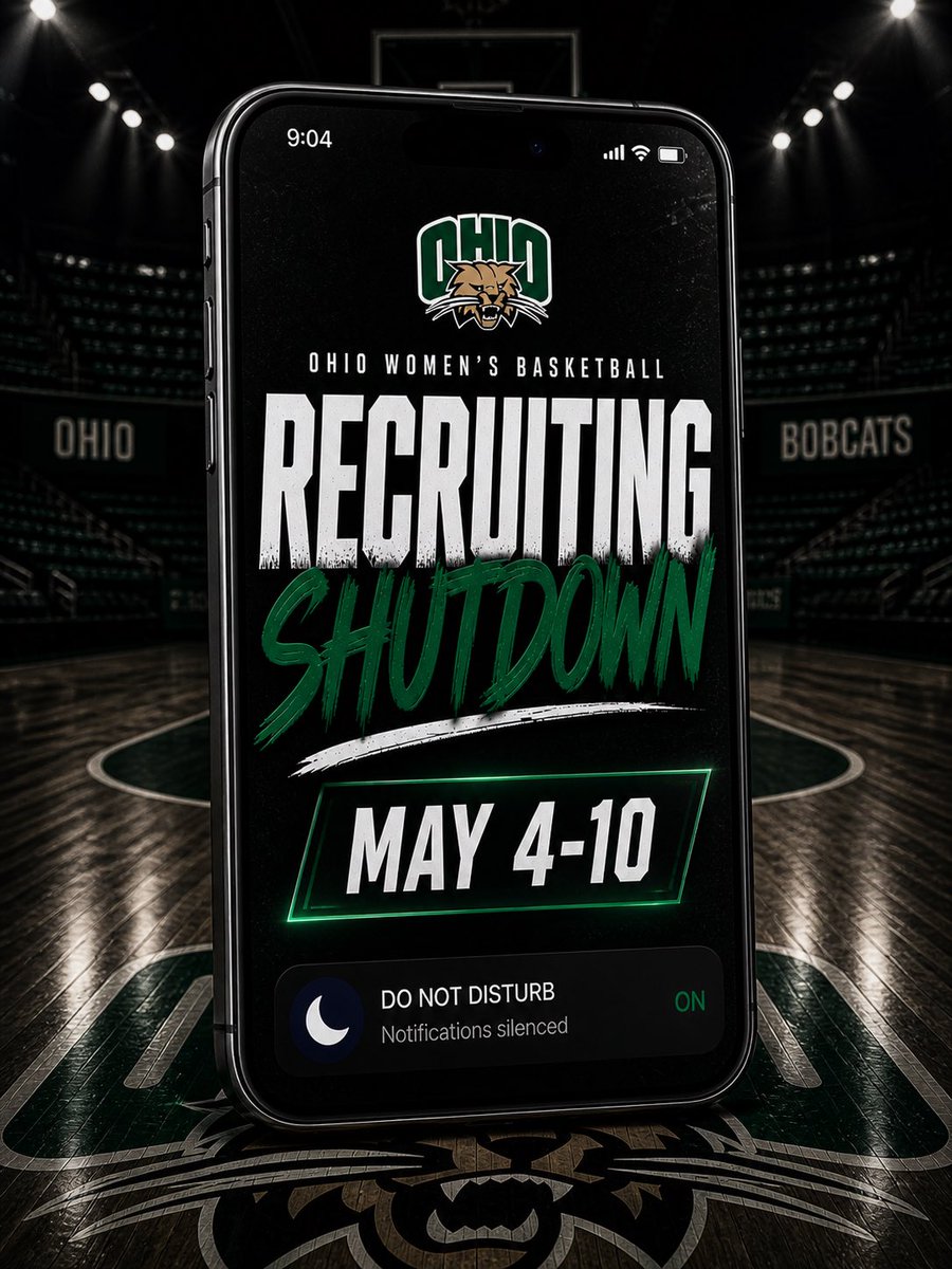 OhioWBasketball's tweet photo. 🚨Recruiting Shutdown! 

No texts, no emails, no contact , no visits, no evaluations ! See you next week, Bobcats! https://t.co/2s8hQEh5H9