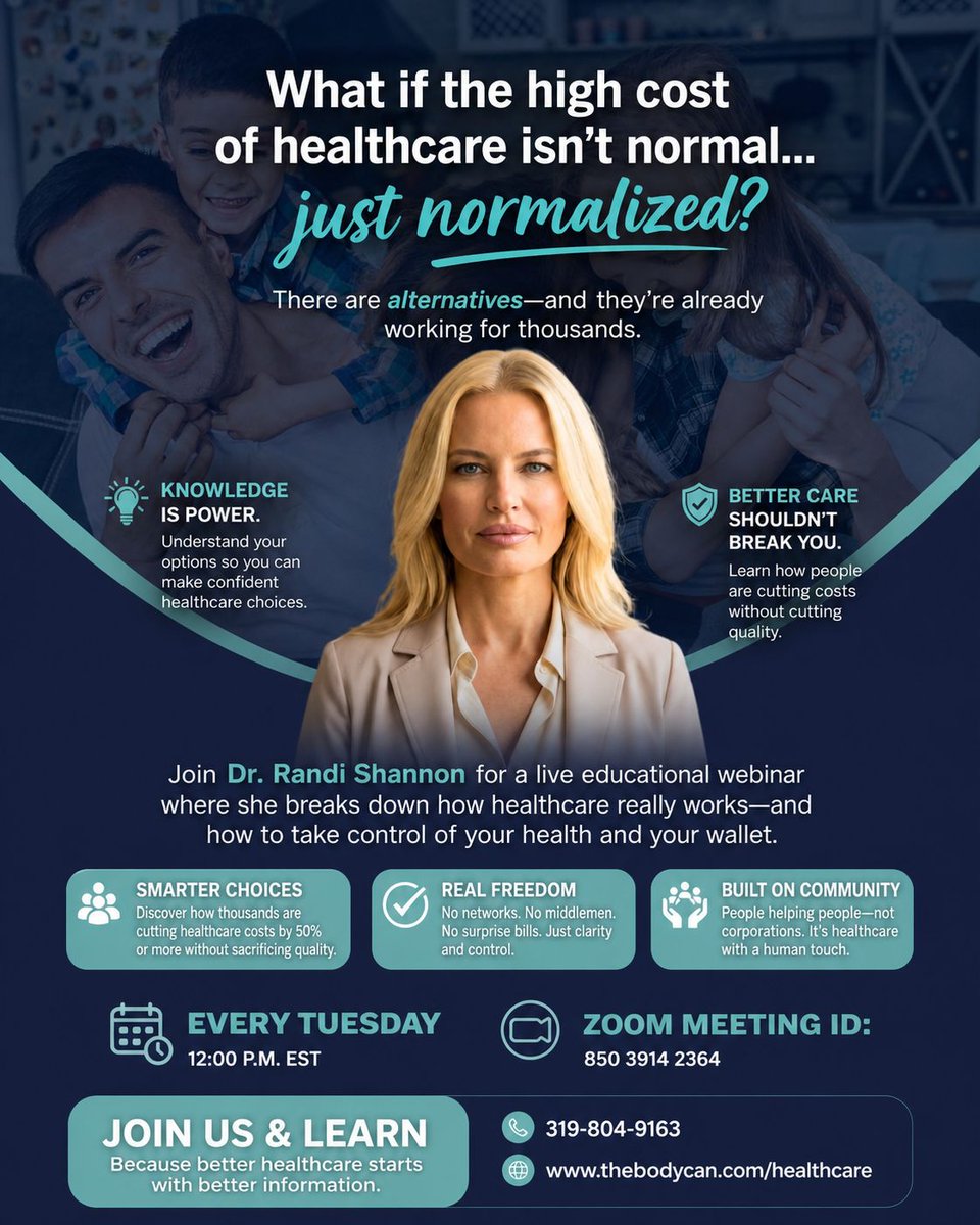 Karinaaaaabee's tweet image. What if high healthcare costs aren’t normal—just normalized?

More people are exploring better-informed, prevention-focused approaches.

Learn more: thebodycan.com/healthcare?fbc…

Call @RandiShannon with @TheBodyCan at 319-804-9163

#Healthcare #HolisticHealth #HealthAwareness