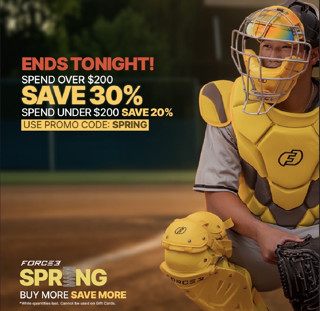 Force3ProGear's tweet photo. May the FORCE(3) be with you! Today is the final day of our big Buy More, Save More Sale at https://t.co/xyQvy1S2vP. Save over 40% off Build Your Own Sets and big savings on everything else when you use code: SPRING. #umpire #umpiregear #catcher #catchergear https://t.co/6sNQoqmqCp