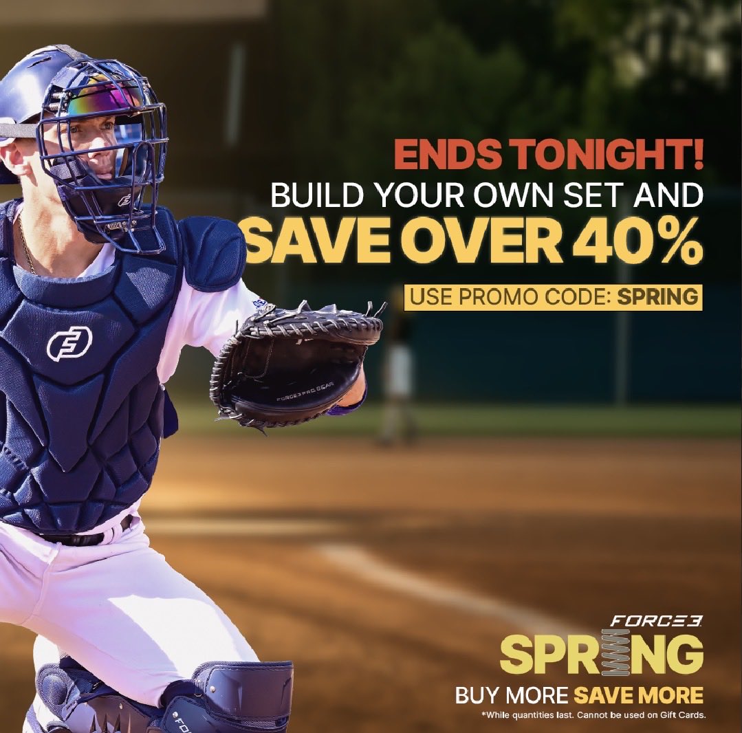 Force3ProGear's tweet photo. May the FORCE(3) be with you! Today is the final day of our big Buy More, Save More Sale at https://t.co/xyQvy1S2vP. Save over 40% off Build Your Own Sets and big savings on everything else when you use code: SPRING. #umpire #umpiregear #catcher #catchergear https://t.co/6sNQoqmqCp