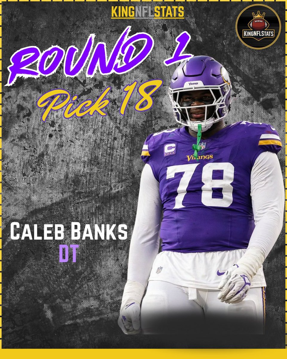 KingNFLstats's tweet image. #SKOL

🟣 Draft recap:
- 1.18: DT Caleb Banks
- 2.51: LB Jake Golday
- 3.82: DT Domonique Orange
- 3.97: OT Caleb Tiernan
- 3.98: S Jakobe Thomas

MINN was 22nd in rush ypg allowed last year (122.3)

get a stud if Banks can stay healthy