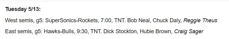 MJ_0781's tweet photo. @stevejones20 That doesn't apply for this year playoffs as NY is in ET. ESPN has G2 of 76ers-Knicks at 7ET and Wolves-Spurs 9:30. Besides there were other instances when the first game of a DH started at 7ET/6CT. Such as in 1997. https://t.co/I3b04FWK0P