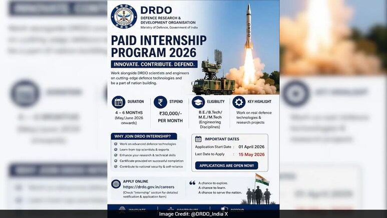 ndtveducation's tweet image. Looking For A Paid Internship? DRDO Offers Rs 30,000 Stipend In 2026 Programme
ndtv.com/education/look…

#DRDO #DRDOInternship #Internship