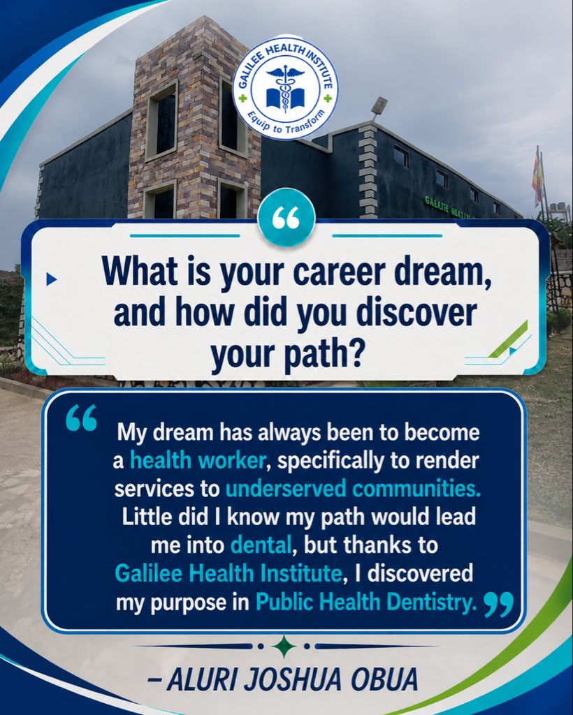 ghicampus's tweet photo. Meet Joshua, a Year 1 Public Health Dentistry student at GHI. This week we’re letting our students do the talking and they have a lot to say. Swipe to read his story.
#july2026intake #PublicHealthDentistry #StudentSpotlight #galileehealthinstitute #kampala https://t.co/8p97yiEpmg