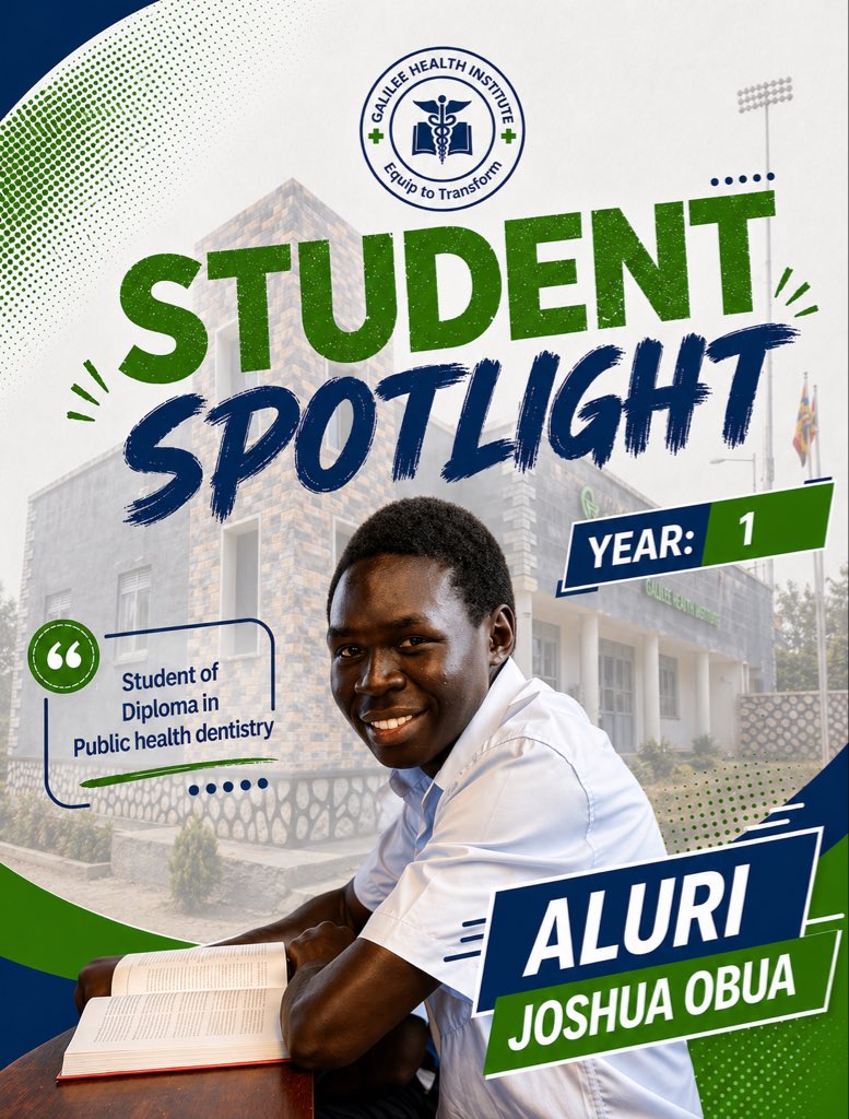 ghicampus's tweet photo. Meet Joshua, a Year 1 Public Health Dentistry student at GHI. This week we’re letting our students do the talking and they have a lot to say. Swipe to read his story.
#july2026intake #PublicHealthDentistry #StudentSpotlight #galileehealthinstitute #kampala https://t.co/8p97yiEpmg