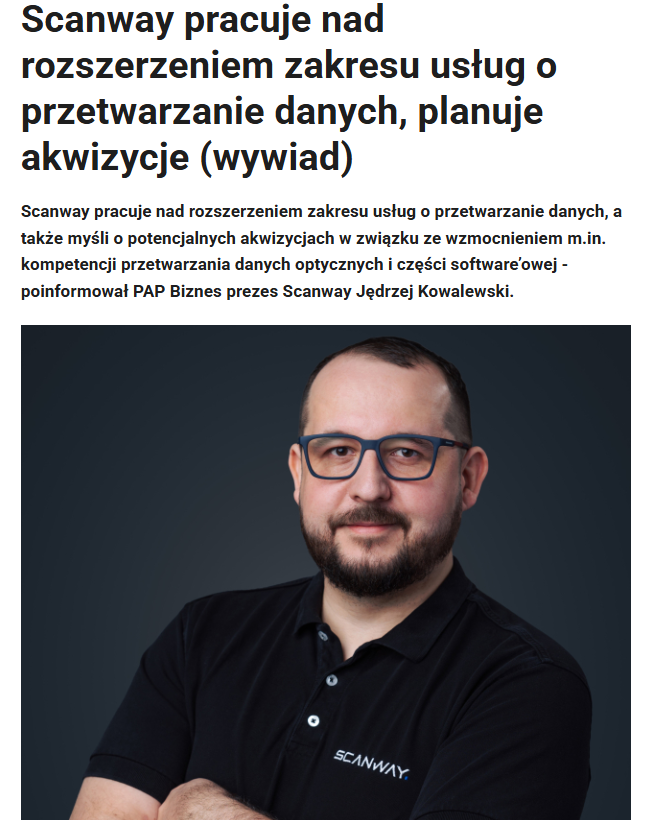 Scanway_SA's tweet photo. W rozmowie z @PAPinformacje aktualizujemy status kluczowych projektów i rozmawiamy o rozwoju Spółki – budowie kompetencji w całym łańcuchu przetwarzania danych optycznych: https://t.co/vBJ1MDeSMH https://t.co/Mr15H7BuhQ