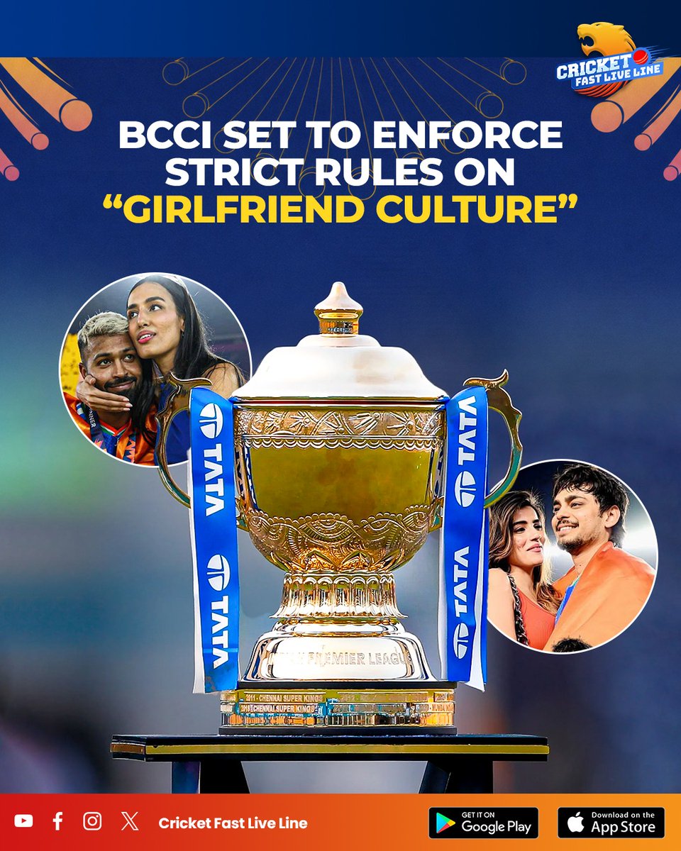 cfll_official's tweet image. The BCCI moves to tighten discipline with strict rules on “girlfriend culture,” aiming to prevent distractions and avoid any off-field controversies.🚨

.

.

.
#BCCI #CricketNews #IndianCricket #BCCIRules #CricketDiscipline #TeamIndia #CricketUpdates #IPL2026 #CricketFever