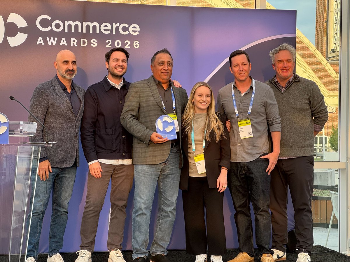VerndaleTweets's tweet photo. We're honored to win the Emerging Innovator Award at the 2026 Commerce Awards, which recognizes partners who go above and beyond in delivering experiences for merchants. Thank you, @poweredbyCMRC! https://t.co/nNDqyc31TP