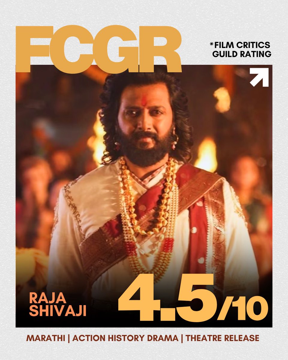 theFCGofficial's tweet image. Raja Shivaji scores 4.5/10 on FCGR.

Raja Shivaji (2026) is directed by Riteish Deshmukh who also stars in it along with Salman Khan, Sanjay Dutt, Abhishek Bachchan and Vidya Balan.

Link to the reviews in thread below.

#RajaShivaji #reviews #FCGR