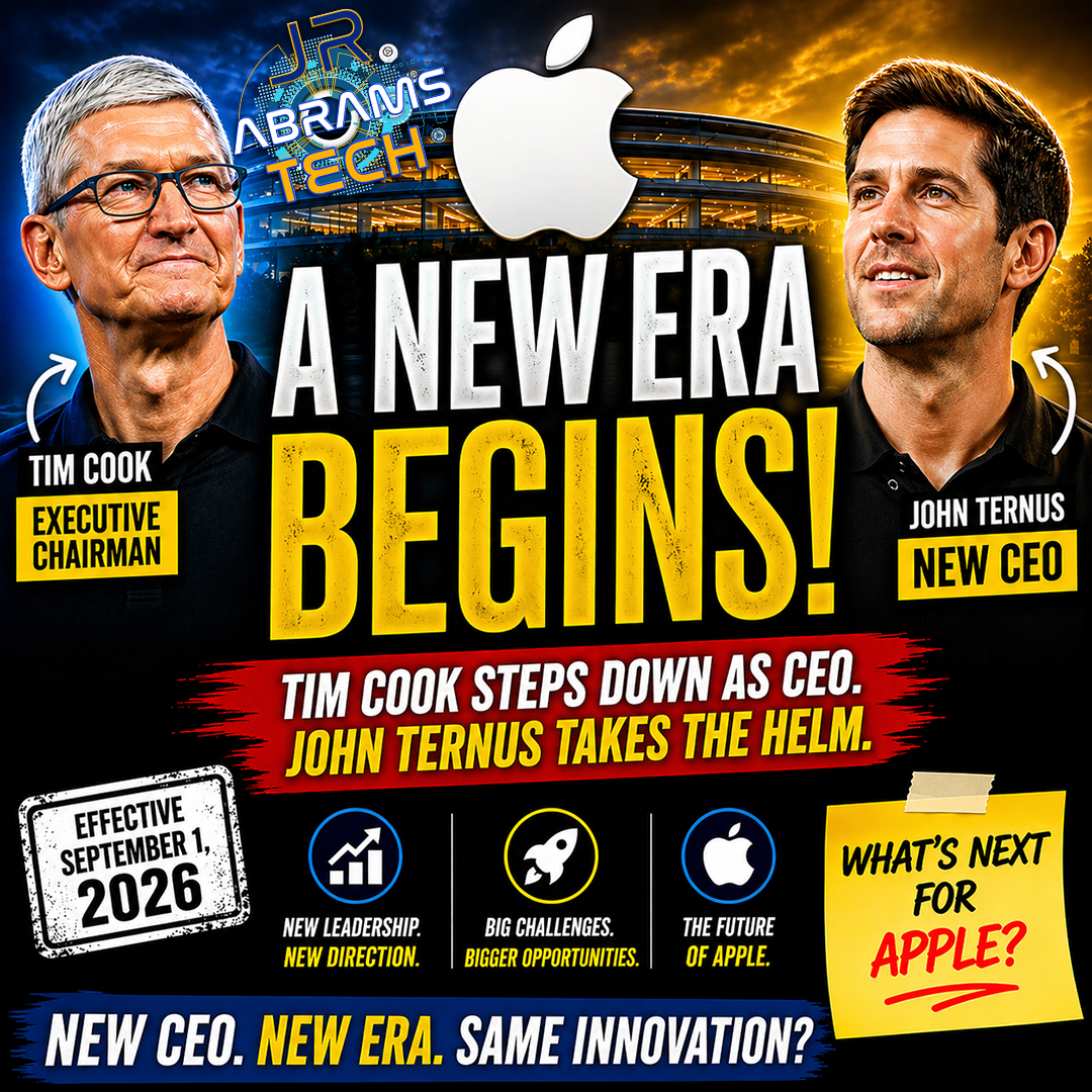 JRAbramstech's tweet photo. New vid is up on @YouTube. #TimCook Steps Down 😳 #Apple’s New CEO Changes EVERYTHING https://t.co/omfXx1L23A. Remember to like, share and subscribe for the latest news and rumors about tech @JRAbramstech #tabtech https://t.co/kNE8kTZaje